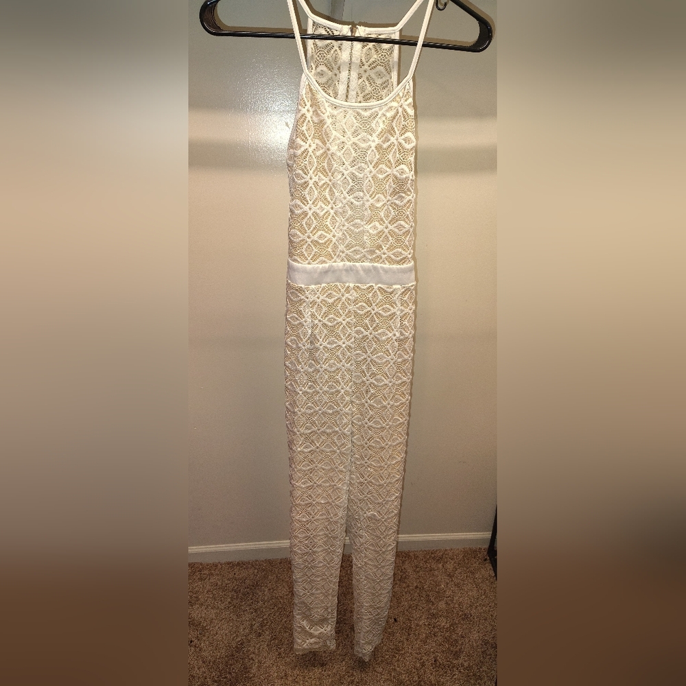 Design Cream And White Dressy Jumpsuit